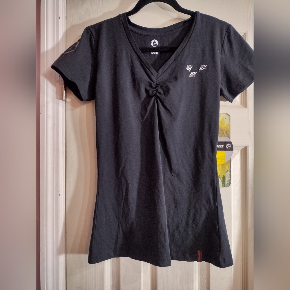 Can-Am Black Julia Ladie's Bling Graphic V-Neck Tee Size Small BRP